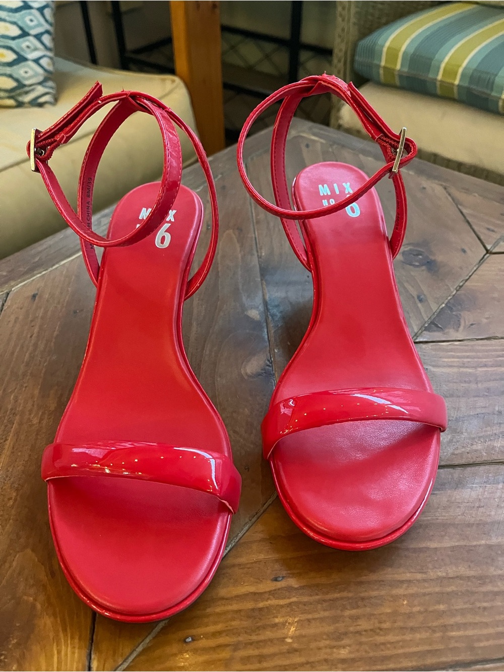 Mix No. 6 Tayla red ankle-strap sandals